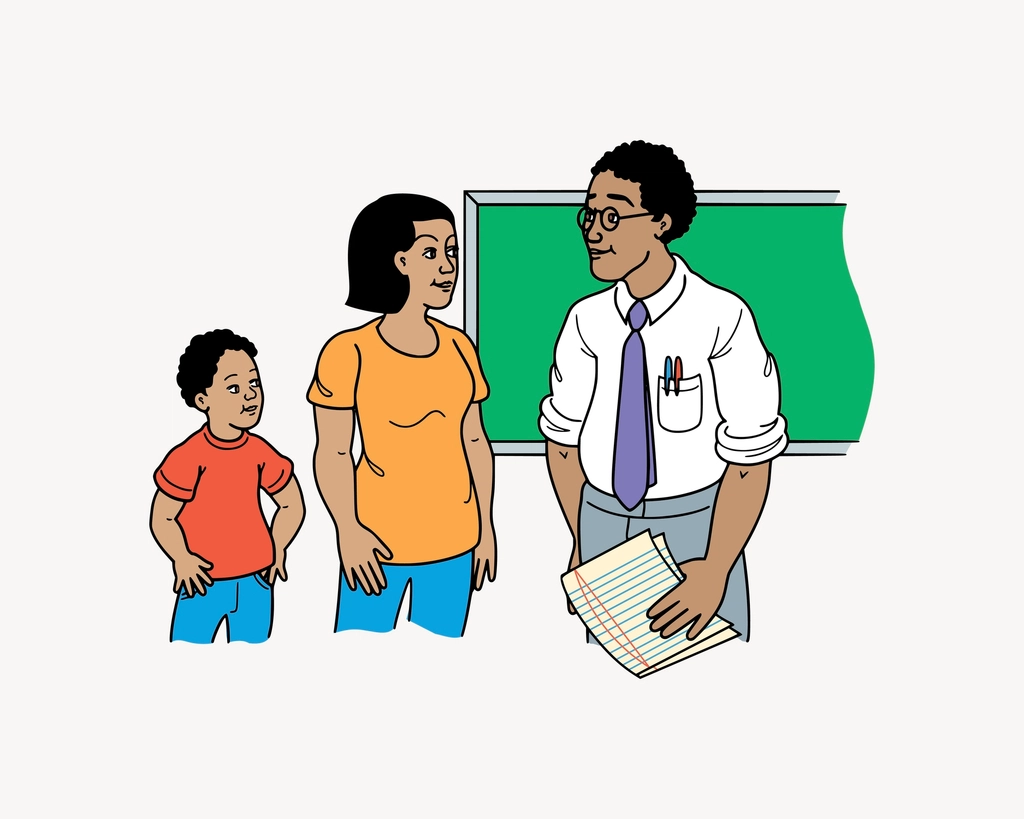 Parent-teacher meeting clipart, illustration vector